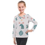 Reindeer Stars Socks Stick Kids  Long Mesh T-Shirt
