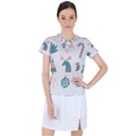 Reindeer Stars Socks Stick Women s Sports Top