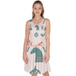 Reindeer Stars Socks Stick Knee Length Skater Dress With Pockets