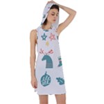 Reindeer Stars Socks Stick Racer Back Hoodie Dress