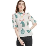 Reindeer Stars Socks Stick Frill Neck Blouse