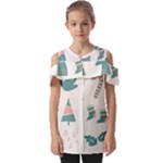 Reindeer Stars Socks Stick Fold Over Open Sleeve Top