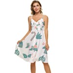Reindeer Stars Socks Stick Sleeveless Tie Front Chiffon Dress