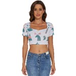Reindeer Stars Socks Stick Short Sleeve Square Neckline Crop Top 