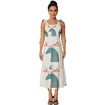 Reindeer Stars Socks Stick Tie-Strap Tiered Midi Chiffon Dress