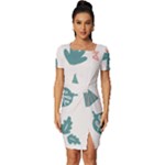 Reindeer Stars Socks Stick Fitted Knot Split End Bodycon Dress