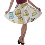 Dinner Meal Food Snack Fast Food A-line Skater Skirt