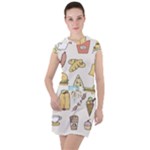 Dinner Meal Food Snack Fast Food Drawstring Hooded Dress