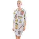 Dinner Meal Food Snack Fast Food Quarter Sleeve Hood Bodycon Dress
