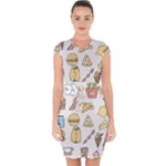Dinner Meal Food Snack Fast Food Capsleeve Drawstring Dress 