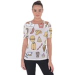 Dinner Meal Food Snack Fast Food Shoulder Cut Out Short Sleeve Top