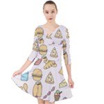 Dinner Meal Food Snack Fast Food Quarter Sleeve Front Wrap Dress
