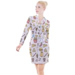 Dinner Meal Food Snack Fast Food Button Long Sleeve Dress