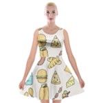 Dinner Meal Food Snack Fast Food Velvet Skater Dress