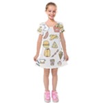 Dinner Meal Food Snack Fast Food Kids  Short Sleeve Velvet Dress