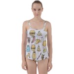 Dinner Meal Food Snack Fast Food Twist Front Tankini Set
