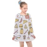 Dinner Meal Food Snack Fast Food Kids  Long Sleeve Dress