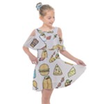 Dinner Meal Food Snack Fast Food Kids  Shoulder Cutout Chiffon Dress