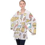 Dinner Meal Food Snack Fast Food Long Sleeve Velvet Kimono 