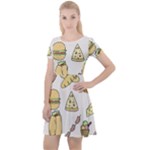 Dinner Meal Food Snack Fast Food Cap Sleeve Velour Dress 