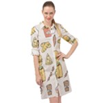 Dinner Meal Food Snack Fast Food Long Sleeve Mini Shirt Dress