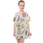 Dinner Meal Food Snack Fast Food Kids  One Piece Chiffon Dress