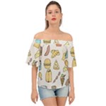 Dinner Meal Food Snack Fast Food Off Shoulder Short Sleeve Top