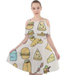 Dinner Meal Food Snack Fast Food Cut Out Shoulders Chiffon Dress