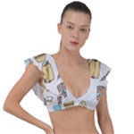 Dinner Meal Food Snack Fast Food Plunge Frill Sleeve Bikini Top