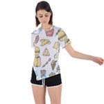 Dinner Meal Food Snack Fast Food Asymmetrical Short Sleeve Sports T-Shirt