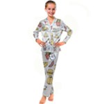 Dinner Meal Food Snack Fast Food Kids  Satin Long Sleeve Pajamas Set