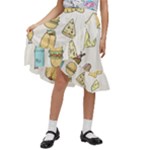 Dinner Meal Food Snack Fast Food Kids  Ruffle Flared Wrap Midi Skirt