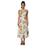Dinner Meal Food Snack Fast Food Sleeveless Cross Front Cocktail Midi Chiffon Dress