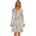 Dinner Meal Food Snack Fast Food Long Sleeve Dress With Pocket