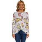 Dinner Meal Food Snack Fast Food Long Sleeve Crew Neck Pullover Top