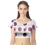 Fruits Halves Pattern Design Short Sleeve Crop Top