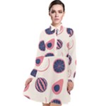 Fruits Halves Pattern Design Long Sleeve Chiffon Shirt Dress