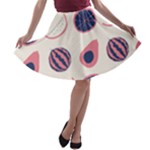 Fruits Halves Pattern Design A-line Skater Skirt