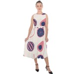 Fruits Halves Pattern Design Midi Tie-Back Chiffon Dress