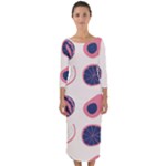 Fruits Halves Pattern Design Quarter Sleeve Midi Bodycon Dress