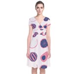 Fruits Halves Pattern Design Short Sleeve Front Wrap Dress