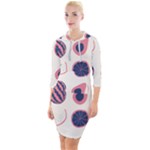 Fruits Halves Pattern Design Quarter Sleeve Hood Bodycon Dress
