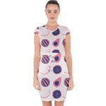 Fruits Halves Pattern Design Capsleeve Drawstring Dress 