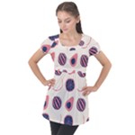 Fruits Halves Pattern Design Puff Sleeve Tunic Top