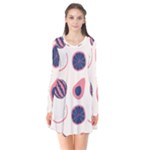 Fruits Halves Pattern Design Long Sleeve V-neck Flare Dress