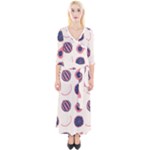 Fruits Halves Pattern Design Quarter Sleeve Wrap Maxi Dress