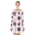 Fruits Halves Pattern Design Long Sleeve Velvet V-neck Dress