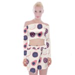 Fruits Halves Pattern Design Off Shoulder Top with Mini Skirt Set