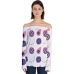 Fruits Halves Pattern Design Off Shoulder Long Sleeve Top