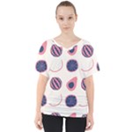 Fruits Halves Pattern Design V-Neck Dolman Drape Top
